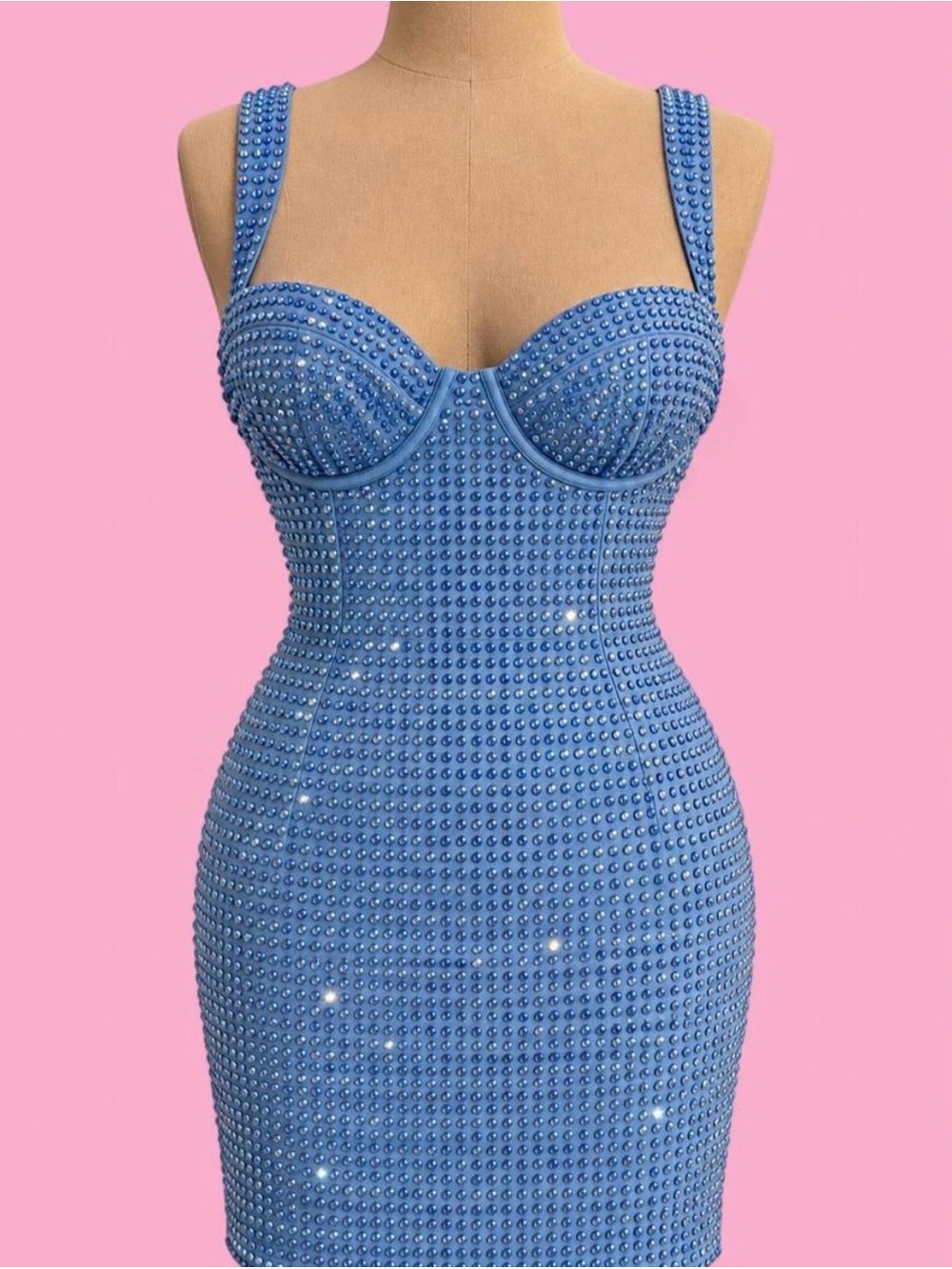 NWT ✨ Oh Polly ‘Ines’ Embellished Sweetheart Corset Mini Dress in Cobalt Blue 🩵